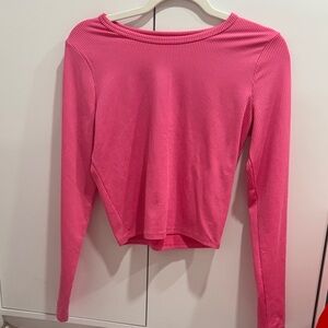 Hollister Bright Pink Ribbed Long-Sleeve Tee